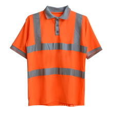 Orange gestrickt Polyester CVC High Visibility reflektierende Sicherheit Polo-Shirt (YKY2803)